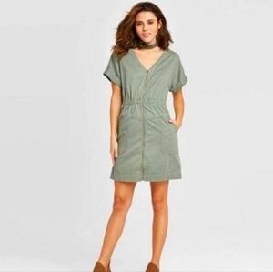 UNIVERSAL THREAD Green Denim Utility Dress Size XS